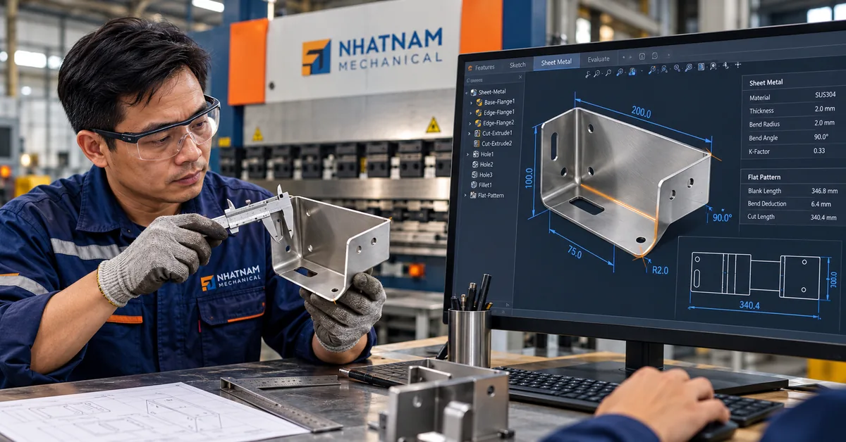 So sánh độ chính xác giữa phương pháp chấn thủy lực thủ công và lập trình chấn CNC trên máy tính.