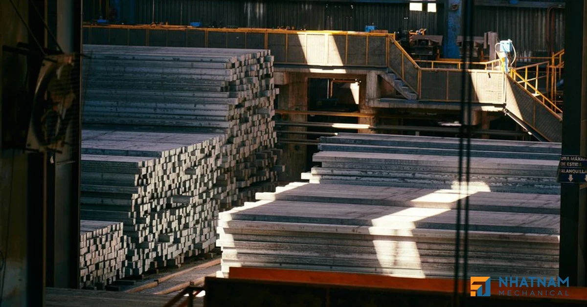 Các loại vật liệu kim loại tấm phổ biến: thép carbon, inox, nhôm trên bàn gia công